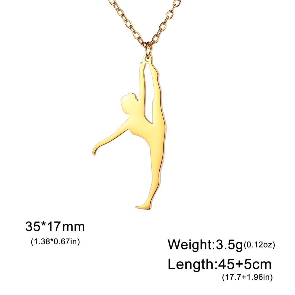 Teamer Gymnastics Design Necklace for Women Girls Fashion Sports Pendant Stainless Steel Jewelry Dancer Gymnast Birthday Gifts