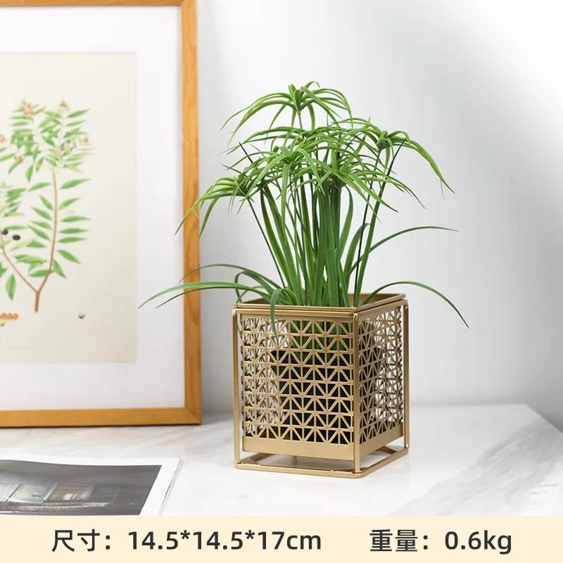 Nordic Light Luxury Gold Hollowed Flower Pot Fashion Creative Balcony Plant Stand Simple Atmosphere Indoor Decorative Shelf
