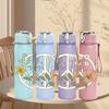1PC Wreath Wildflower Art 750ml Color Plastic Sports Water Bottle Leakproof Flip Straw Lid Suitable for Sports Office Home Use