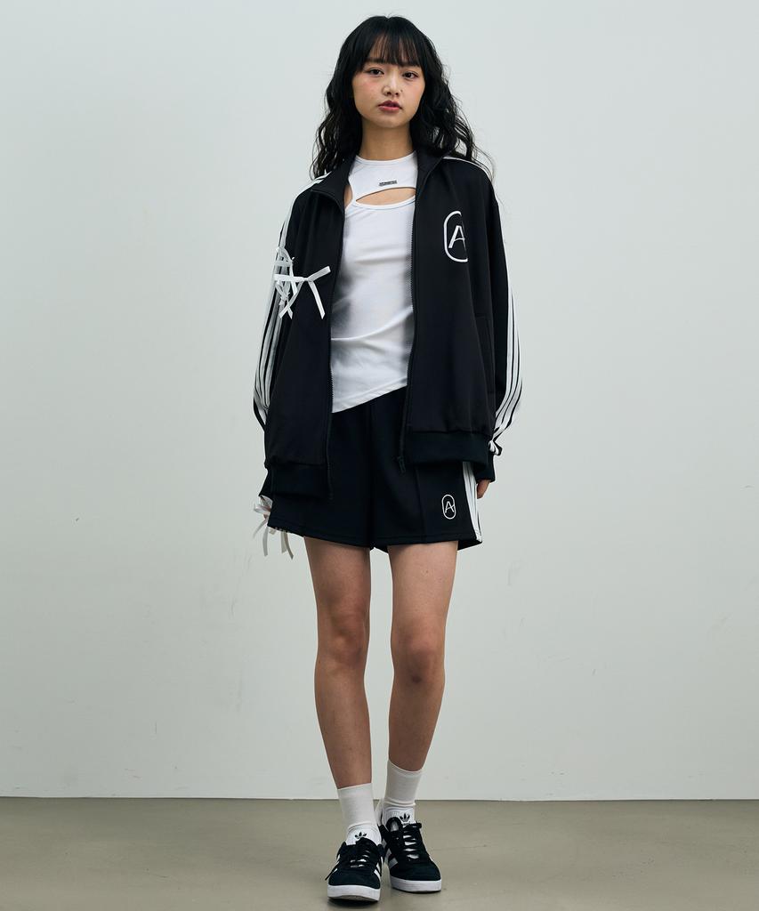 Alikim Ribbon Jersey Track Shorts Pants / Black