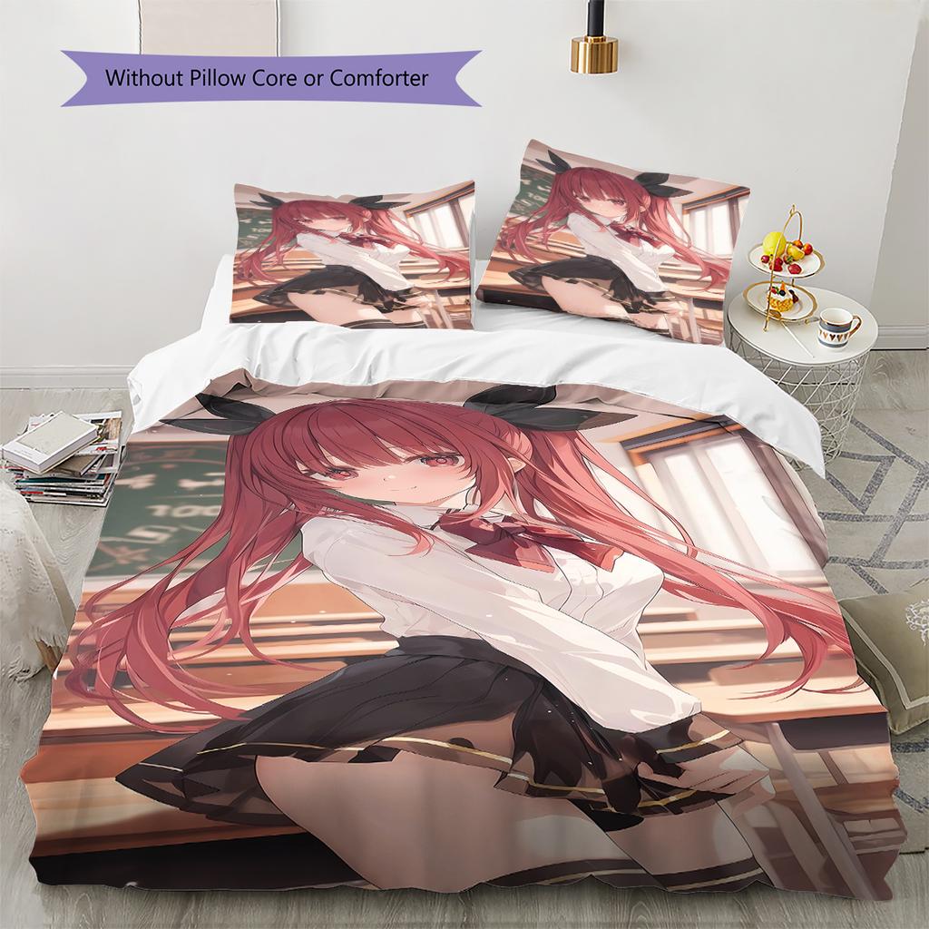 Kotori Itsuka Pattern Bedding,Quilt Set Quilt Cover Pillowcase Home Birthday Gift (1 * duvet cover + 2 * pillowcase, without core)