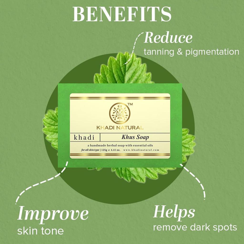 Khadi Natural Khus Handmade Soap 125 g X Pack Of 2 Cooling Herbal Bath Bar For Gentle Cleansing Refreshing Bath Care For Soft Supple Skin