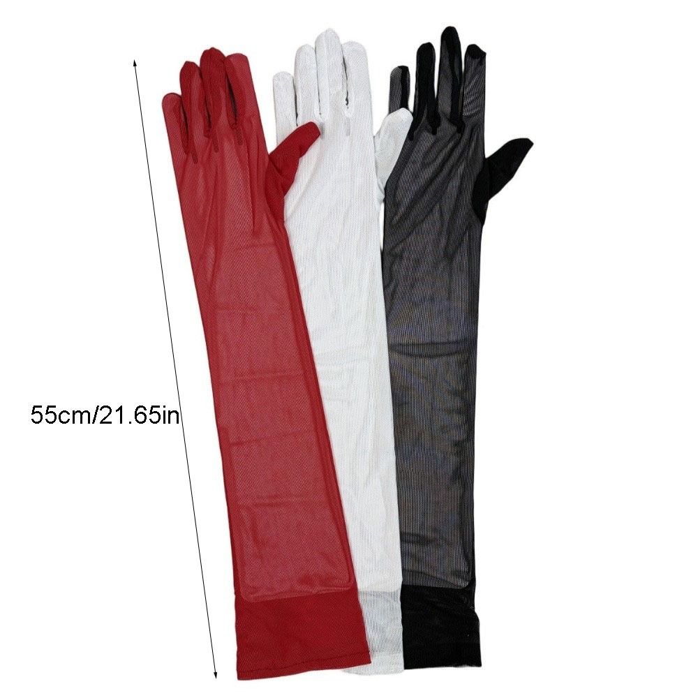 Ultra-thin Transparent Gloves Transparent Sheer Tulle Sunscreen Mittens Sun Protection Black Mesh Full Finger Gloves Summer