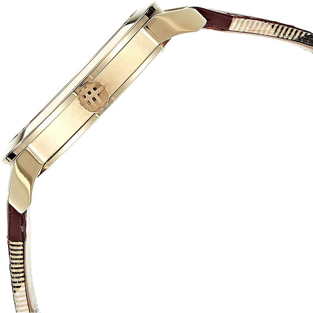 Burberry BU9111 Women's Swiss Haymarket Check Fabric & Red Leather Band Watch