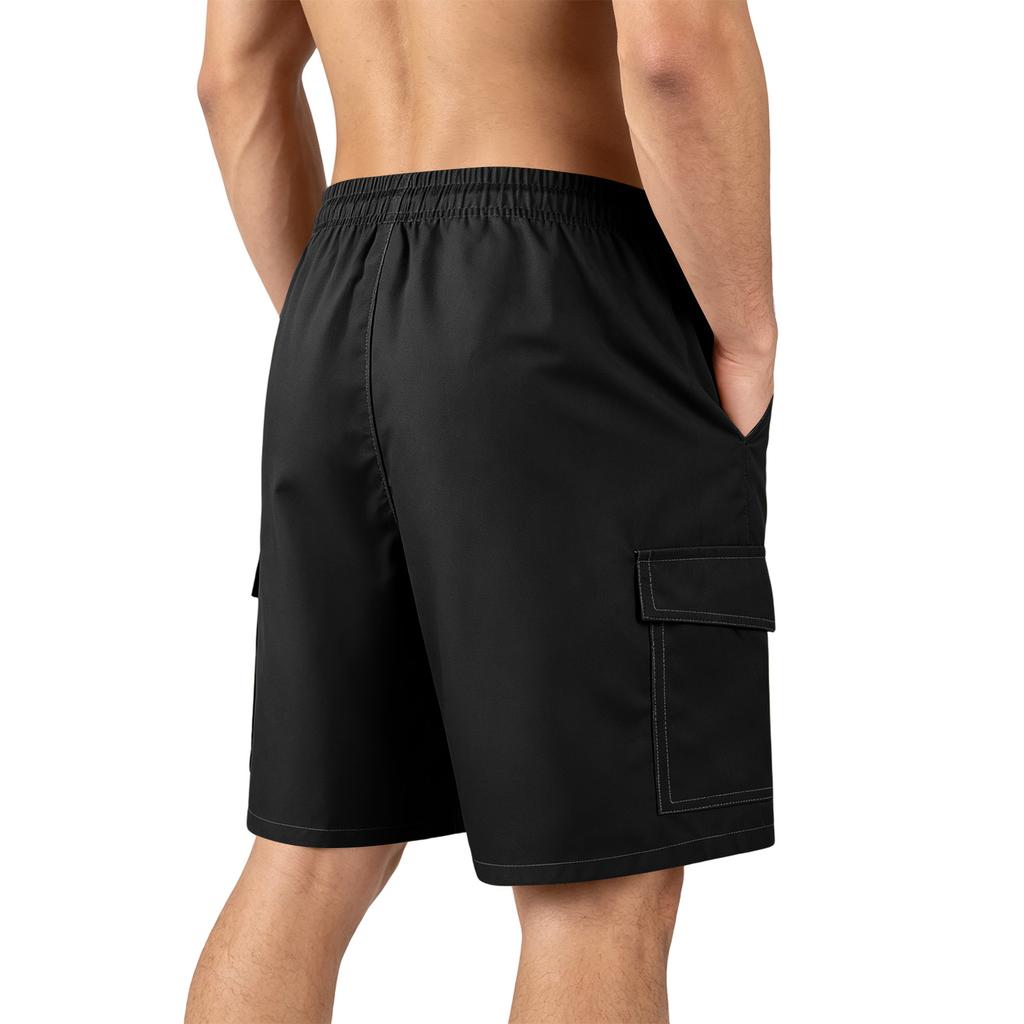 Men Casual Loose Fit Multi Pocket Cargo Shorts Elastic Waistband Drawstring Adjustable Outdoor Workwear Bottoms