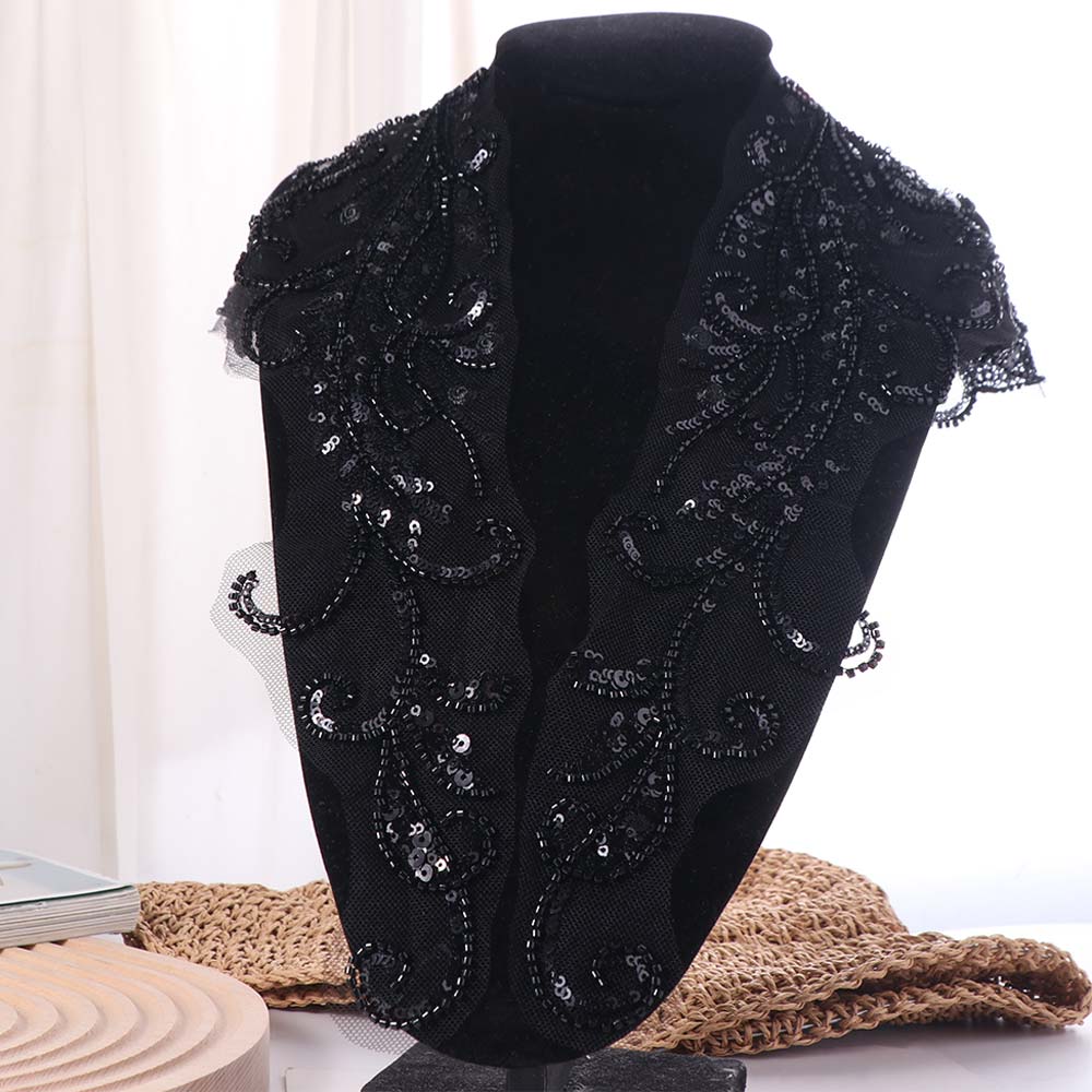 Lace Trim Beaded Sequin Patch Flower Pattern Embroidery Sewing Patch  Costume Design