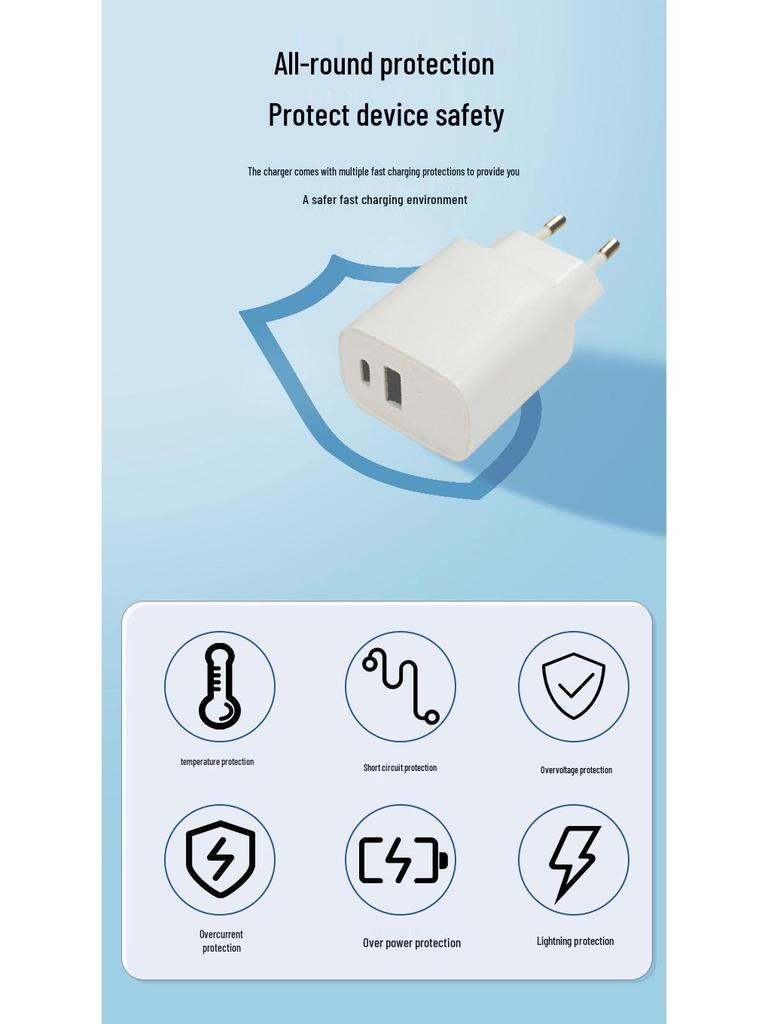 30W Black UK A+C Fast Charger, CE & FCC Certified, High-Efficiency Charging