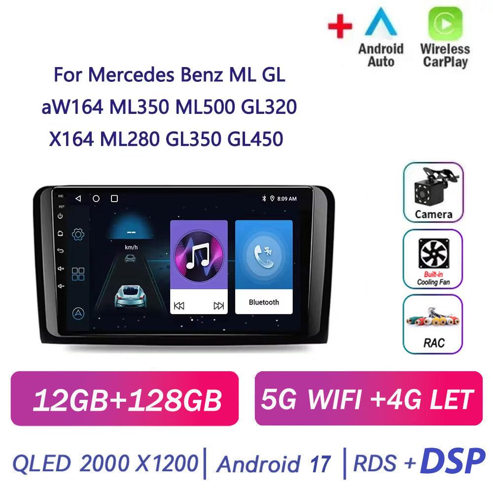 Autoradio Android 17 pour Mercedes Benz ML GL aW164 ML350 ML500 GL320 X164 ML280 GL350 GL450 4G BT CarPlay sans fil