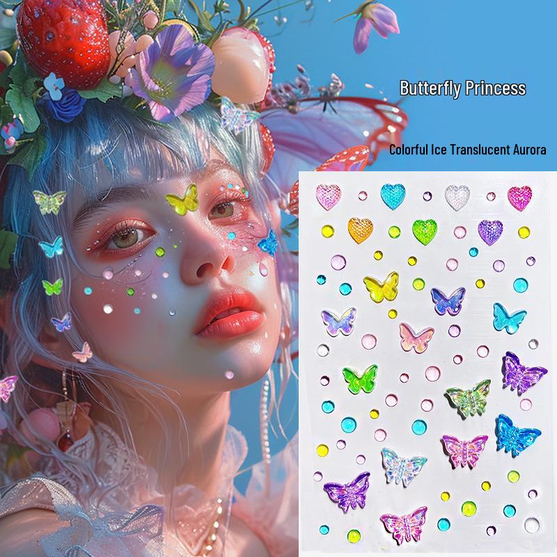 Children's Day Butterfly Fairy Face Stickers: Adhesive-Free, Self-Adhesive Diamond Stickers for Stage Makeup and Concerts
