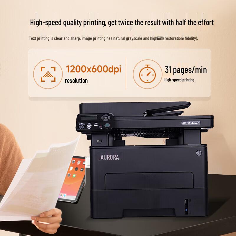 AURORA AD316MWA B&W A4 Wireless Multifunction Laser Printer CN plug (adapter included)