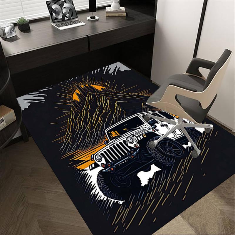 

1PC Jeep Mountain Non-Slip Floor Carpet Compatible for Office&Living Room&Bedroom&Dining room - Flat-Weave Machine-W292 60cm by 90cm