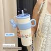 Japanese Imported Cute Rabbit and Bear Large Capacity Thermos Cup, Cold-Keeping Ice Cup, High Aesthetic Value, with Straw, for Girls, Office Use