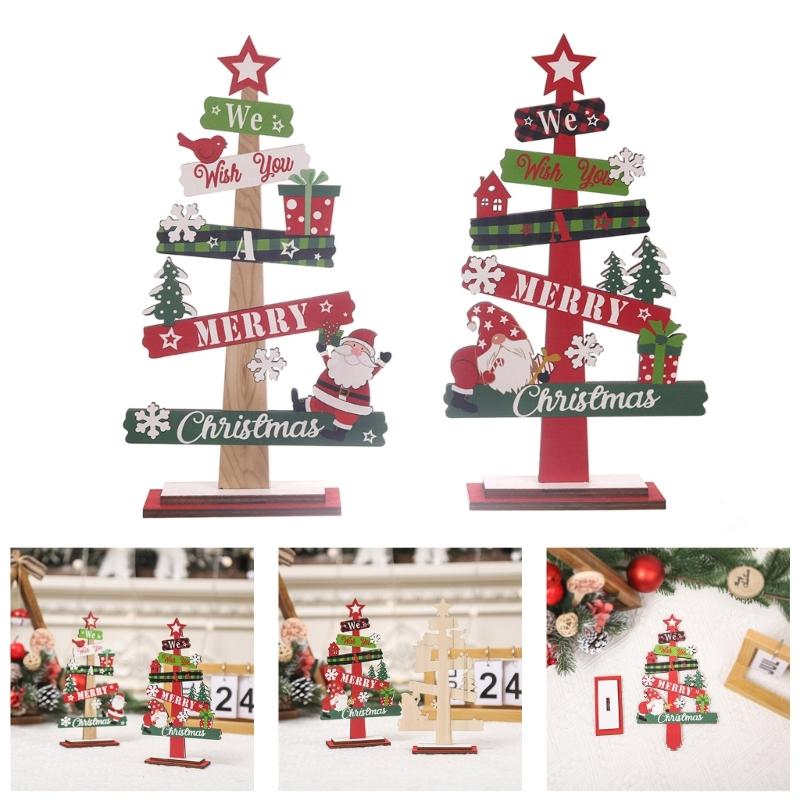 Festival Wood Christmas Decorations Christmas Tree Crafts Tabletop Centerpieces for Indoor Home Shops Decorations