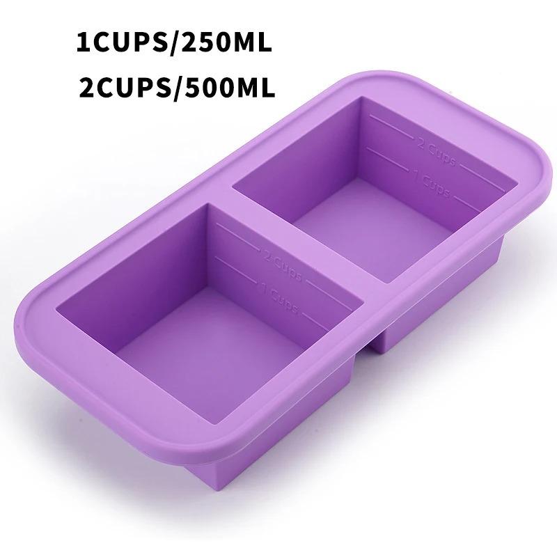 2/4/6-piece Silicone Freezer Tray Mold with Lid, Storage Box Food Box, Storage Containers for Soup, Broth, Meal Prep, Ice Cubes