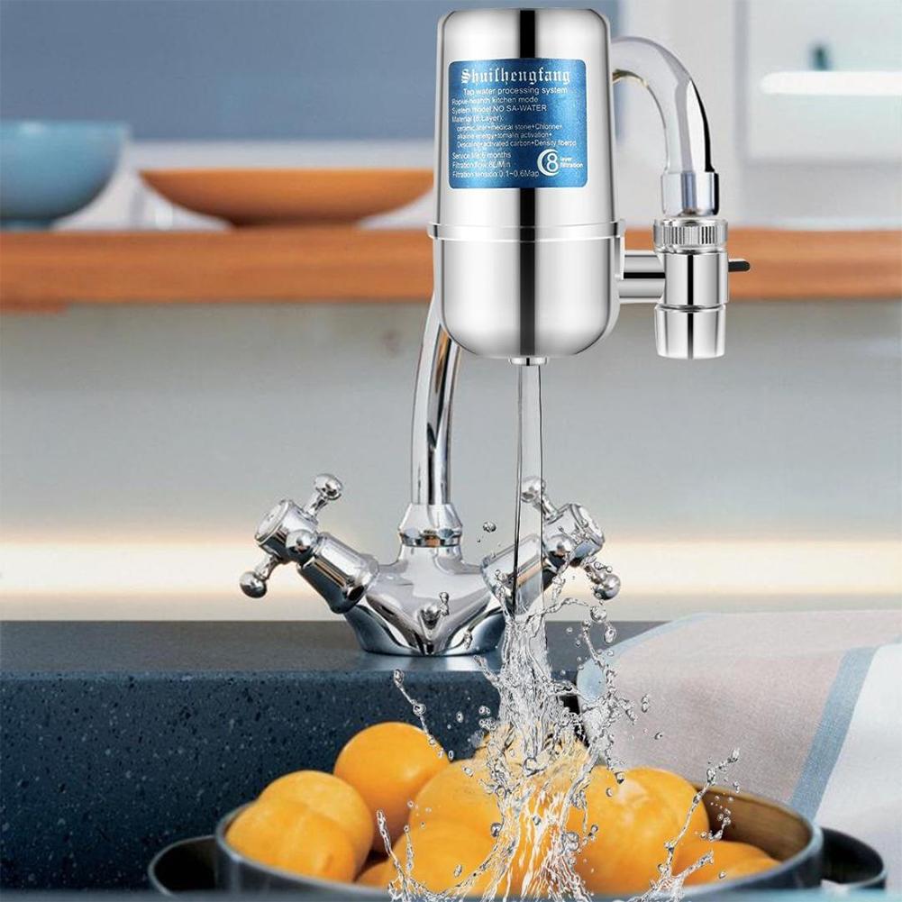 600L Faucet Water Filter Reduce Chlorine/Heavy Metals Faucet Mount Water Filtration System Dual Output Tap Water Filter for Home
