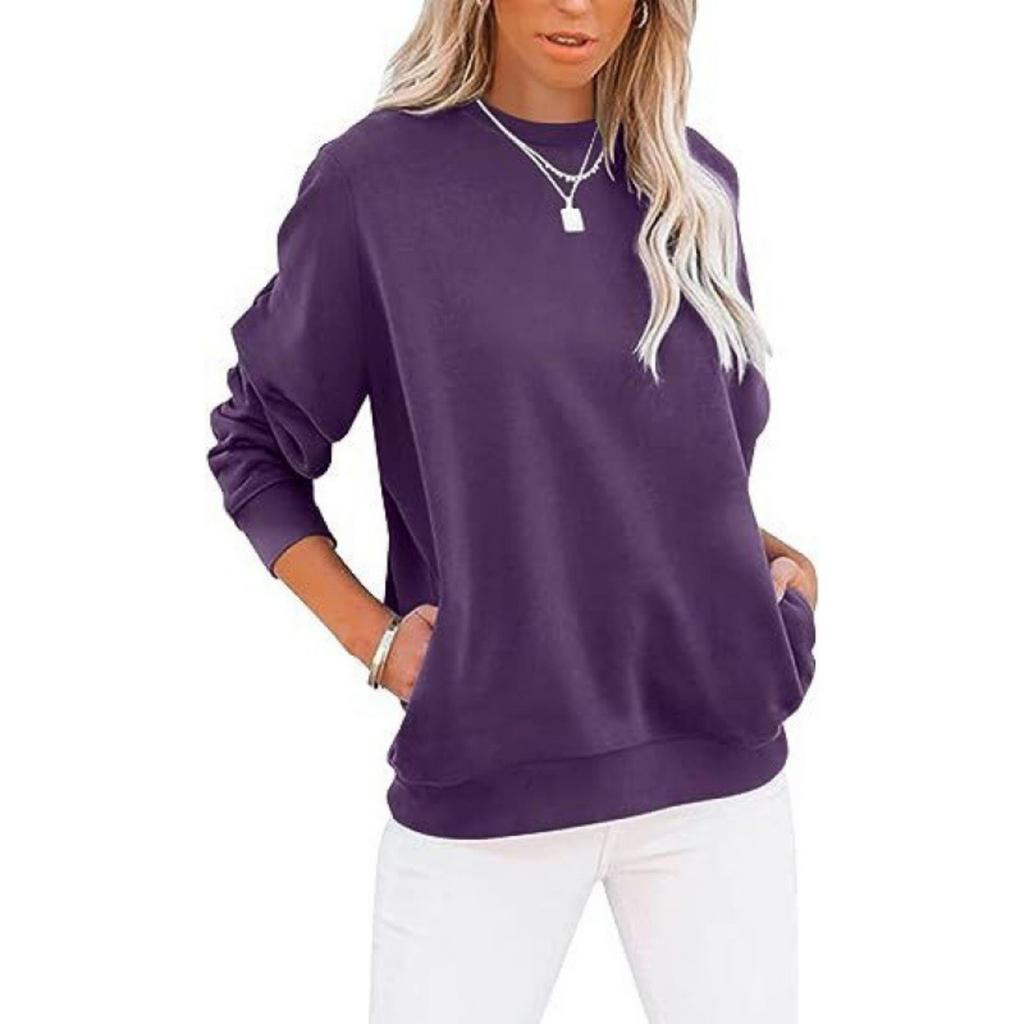 Women's Solid Color Pocket Top Hoodie