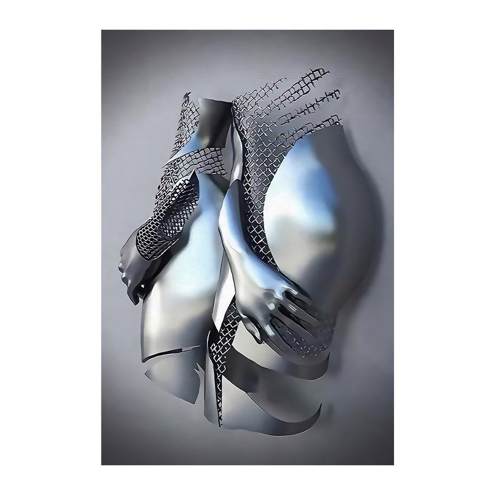 Gold and Silver Figure Statue Canvas Painting Poster Prints Romantic Lovers Pictures Modern Wall Art Home Decor