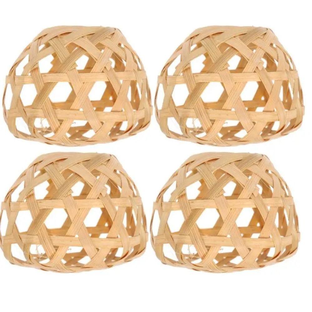 Bamboo Cage Woven Bamboo Lamp Shade Small Chandelier Cover Rustic Bulb Lampshades  Pendant Light