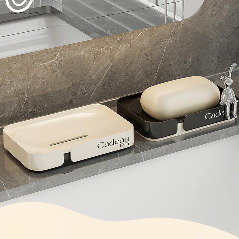 Minimalist Double-Layer Draining Soap Holder - Luxury Plastic Bathroom Countertop Dish