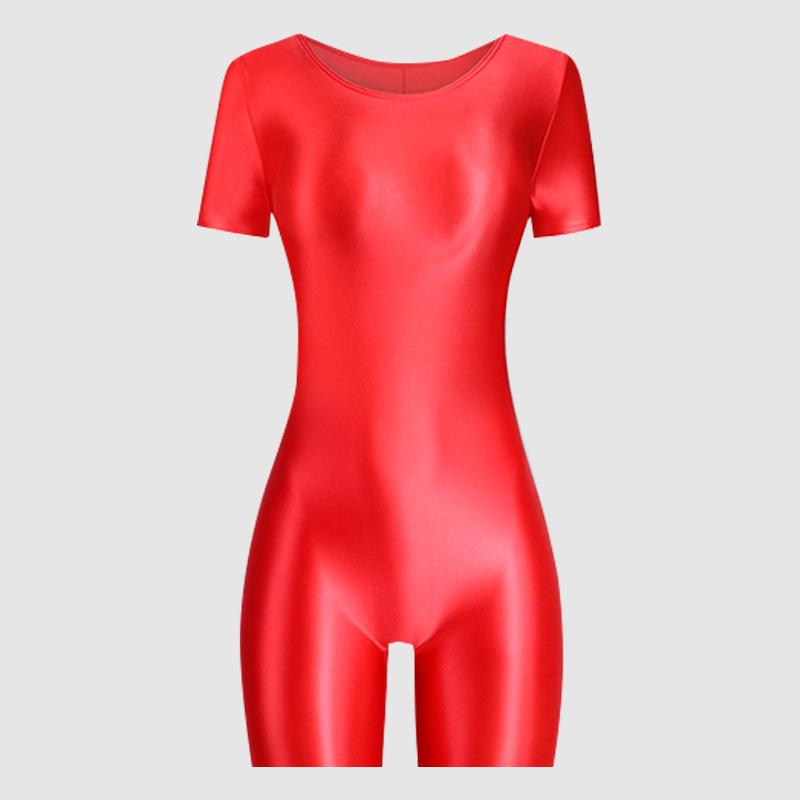 Glossy High-Elastic Bodysuit: Sleek Ballet & Yoga Dancewear