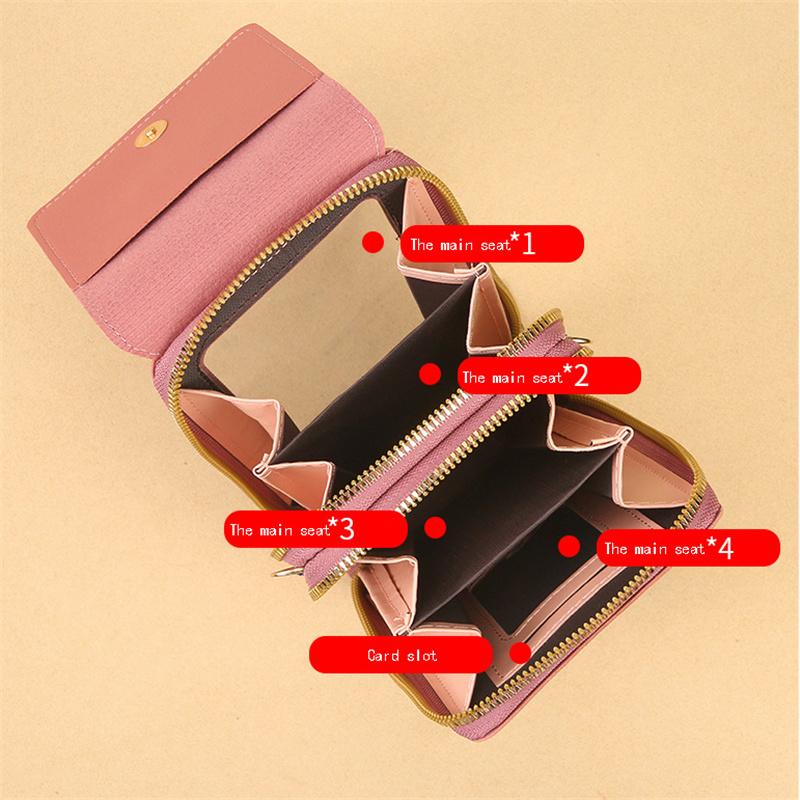 Taşınabilir PU Deri Cep Cüzdan Vintage Dokunmatik Ekran Para Klip Omuz Crossbody Çanta Telefon Çantası IPhone Samsung Huawei için