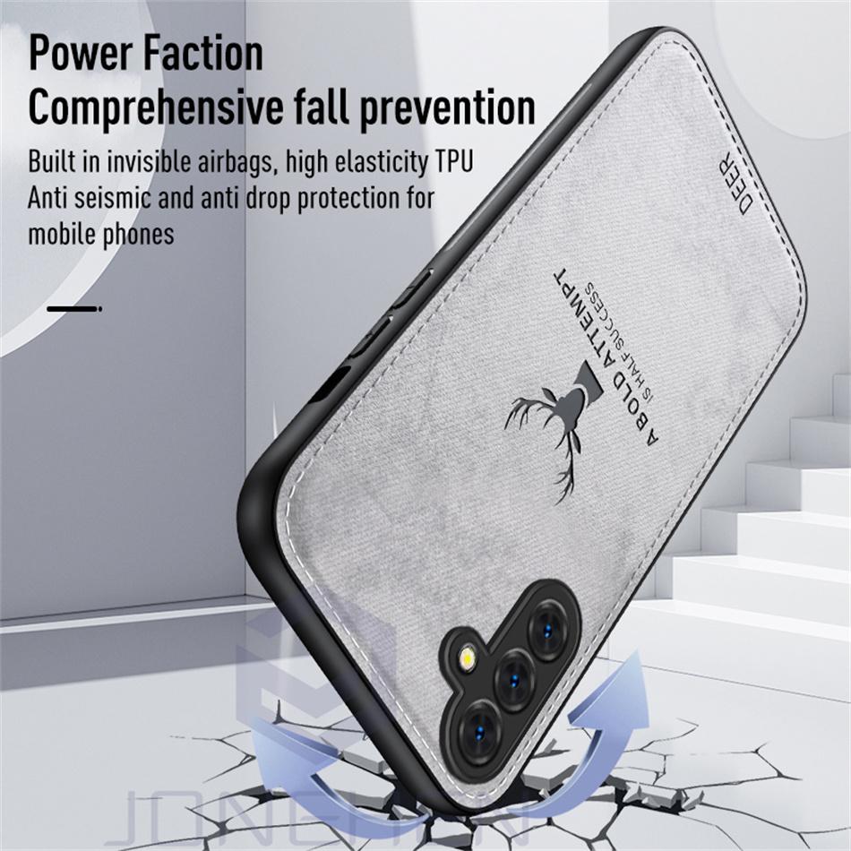 Deer Head Soft Leather Shockproof Case For Samsung Galaxy Note 8 9 S22 S23 S24 Ultra A14 A15 A25 A35 A50 A51 A52 A72 Back Cover