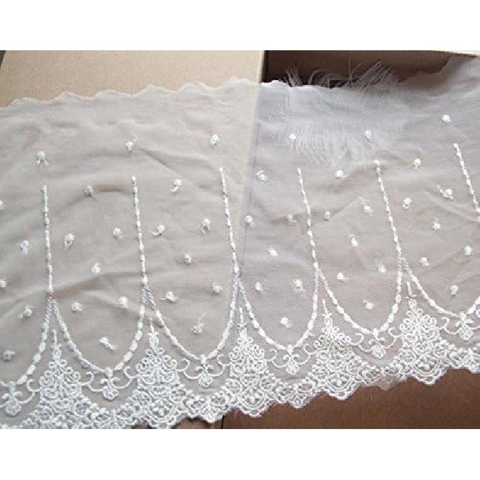 2 Yards White Retro Floral Embroidery Lace Trim Lace Fabric for DIY by The Yard 7.8 Inches Width