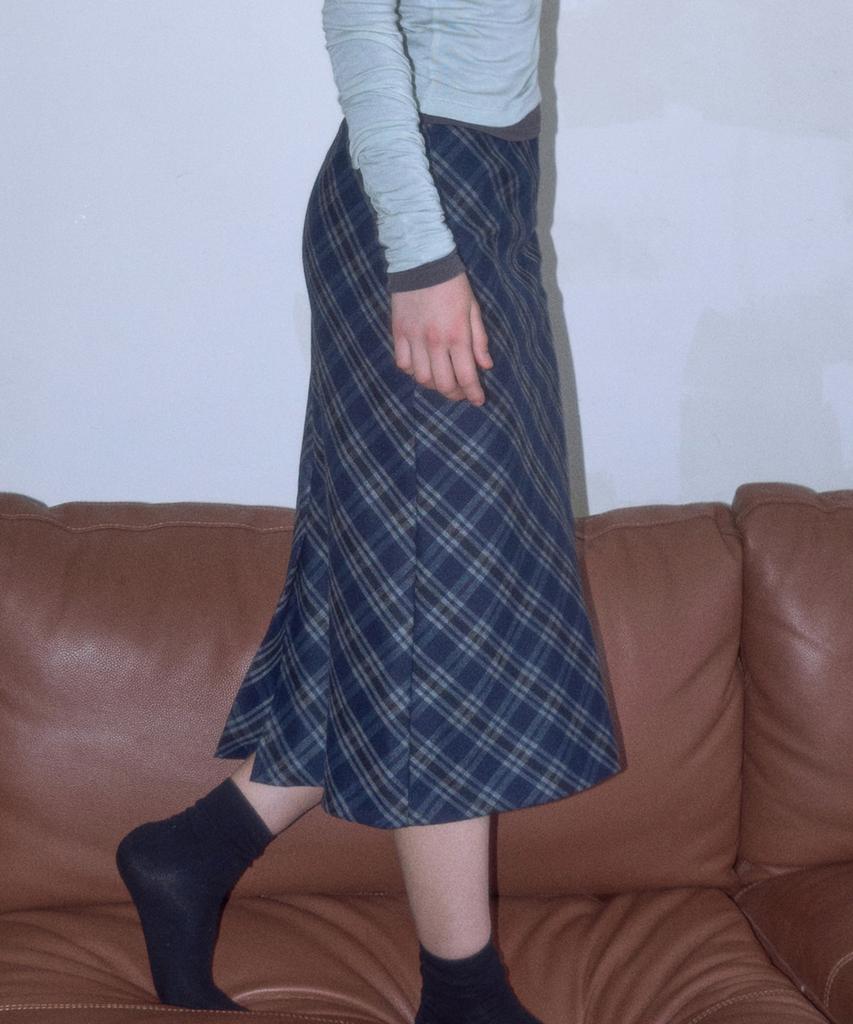 Melion Edna Check Long Skirt