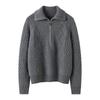 Thick Cable Knit Cashmere Half-Zip Lapel Sweater - Women's Polo Neck Base Layer, Autumn/Winter Korean Style.