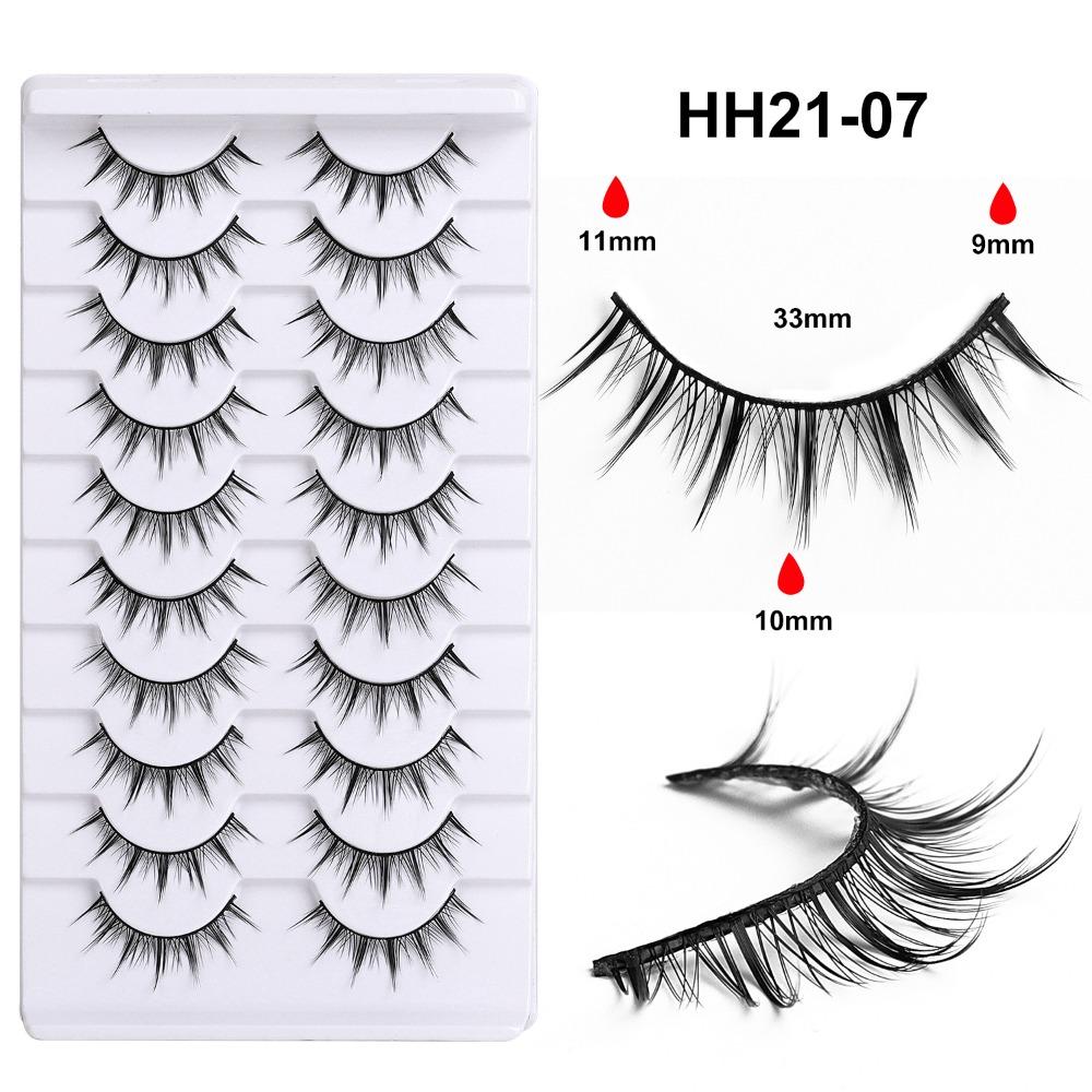 10 Pairs Fluffy Thick 3D Faux Mink Lash Glue Version Full Strip Lashes  Eye Lash Extension