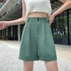 DIMANAF 2026 Summer New Plus Size Women High Waist A-Line Shorts Casual Solid Office Lady Wide Leg Shorts Pants