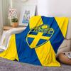 Sweden National Football Team Crest Blue Yellow Diagonal Print Flannel Blanket Soccer Graphic Soft Throw Blanket Football Fan Home Decor