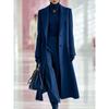 Trench da Donna in Misto Lana Manica Lunga Monopetto Lunghezza Media Cintura da Legare Capospalla Casual Stile Coreano