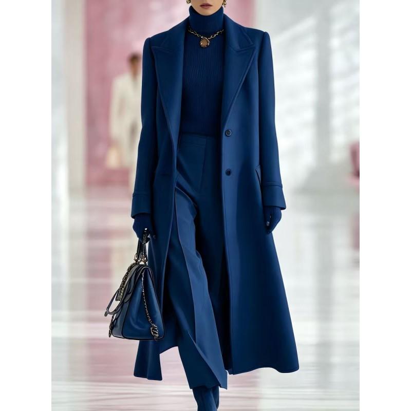 Womens Wool Blend Trench Coat Long