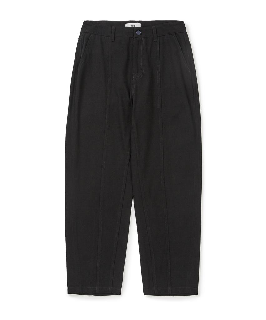 WEST GRAND BOULEVARD Wide Curved Line Cotton Pants Black