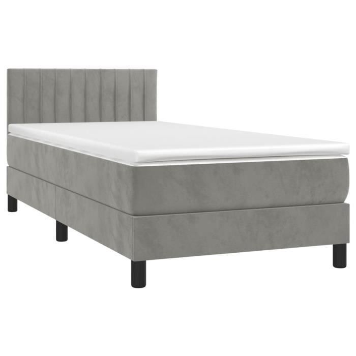 VidaXL Divan Bed and Mattress Light Grey 90x200 Cm Velvet - Model 3141401