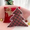 Christmas Cross Bowknot Velvet Cushion Pillow with Filler for Home Couch Sofa