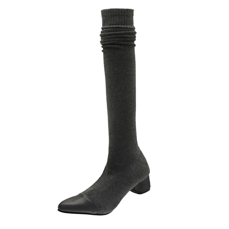 2025 Women Over The Knee High Sock Boots High Heels Nightclub Wedge Heels Woman Stretch Boots Winter Thight Slim Botas Mujer