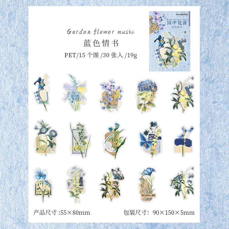 30 Sheets Minimalist Plant Sticker Set, Fresh Greenery Design (Fern, Succulent, Daisy), for Retro Journal Craft Gift