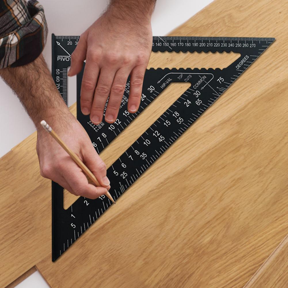 12/7inch Triangle Ruler Aluminum Alloy Metric Angle Ruler High Precision 90° Triangle Carpenter Square Ruler Carpenter Tools
