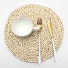 6 Stück Weben Rattan Rund Natürliche Stroh Tischsets Tassenmatte für Esstischmatten