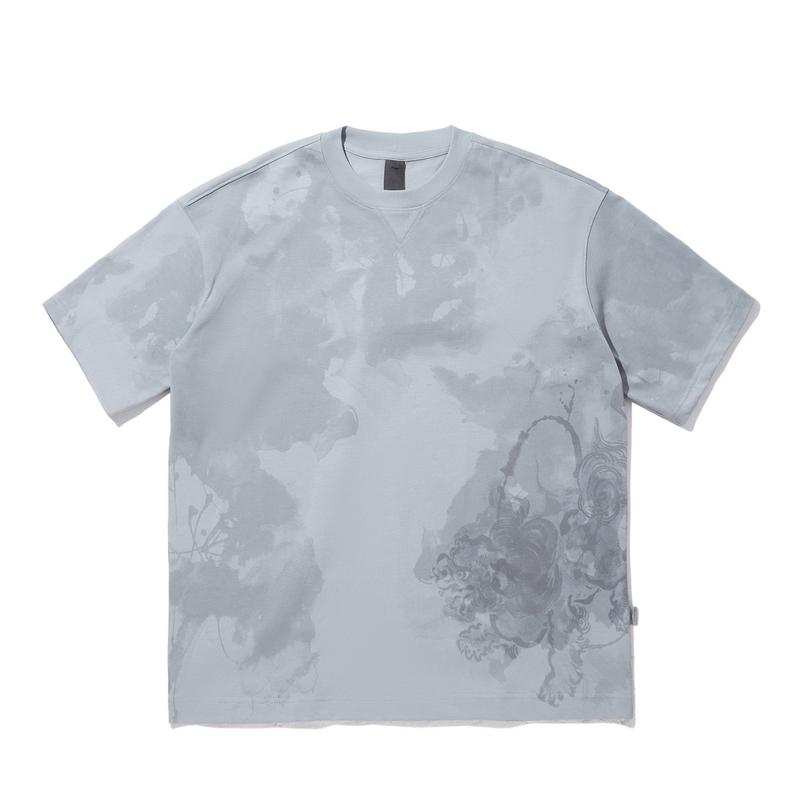 Li Ning X Jackie Chan Collaboration Kung Fu Series Comfortable Simple Versatile Loose Fit Printed Round Neck Short Sleeve T-Shirt Men Tops AHSV499-3