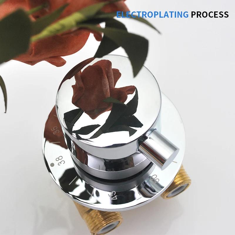 Thermostatic Shower Faucet Valve Cold &Hot Water Mixing Valve Mixer Tap Brass Shower Valve Switch Thermostat