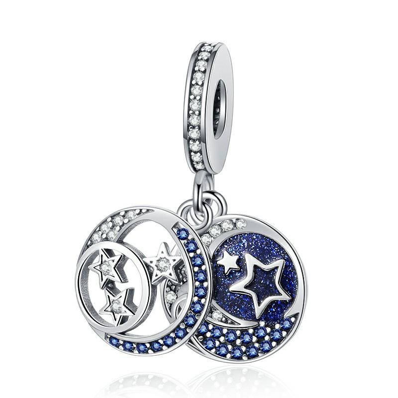 Fine Blue Starry Sky Series Astronaut Star & Crescent Moon Mysterious Alien Sun Fit Original Bracelet Diy Jewelry Gifts