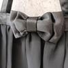 [mauve] Lightweight, Fluffy Chiffon Gathered Formal Bag with Ribbon (black)