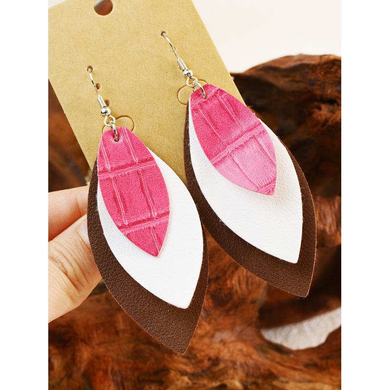 

Кожаные многослойные серьги, вогнутая и выпуклая фактура, классические градиентные серьги-подвески в форме маркизы