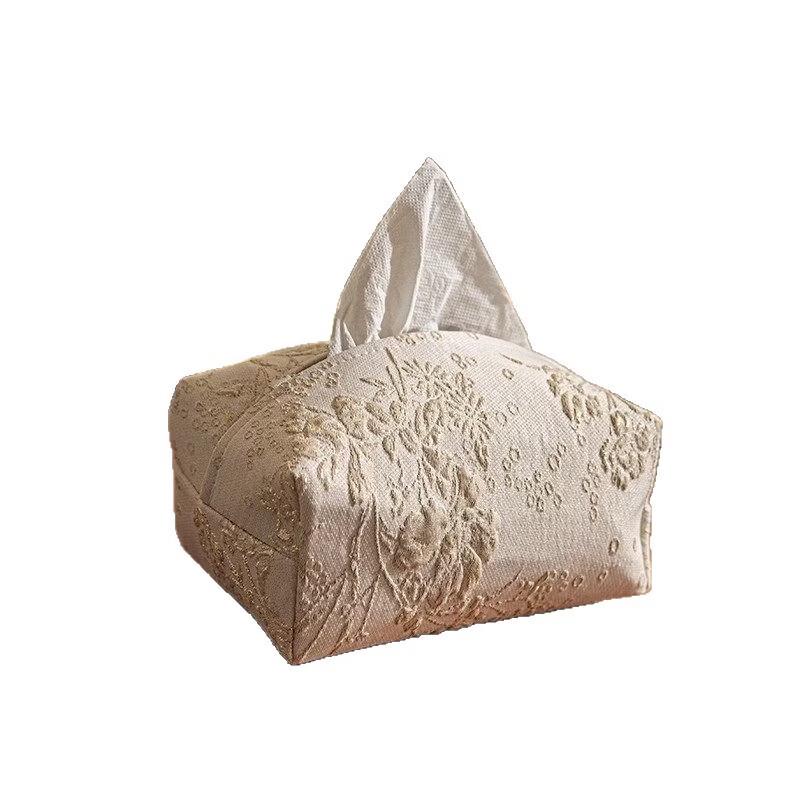 Embroidered Brocade Tissue Box for Tea Rooms