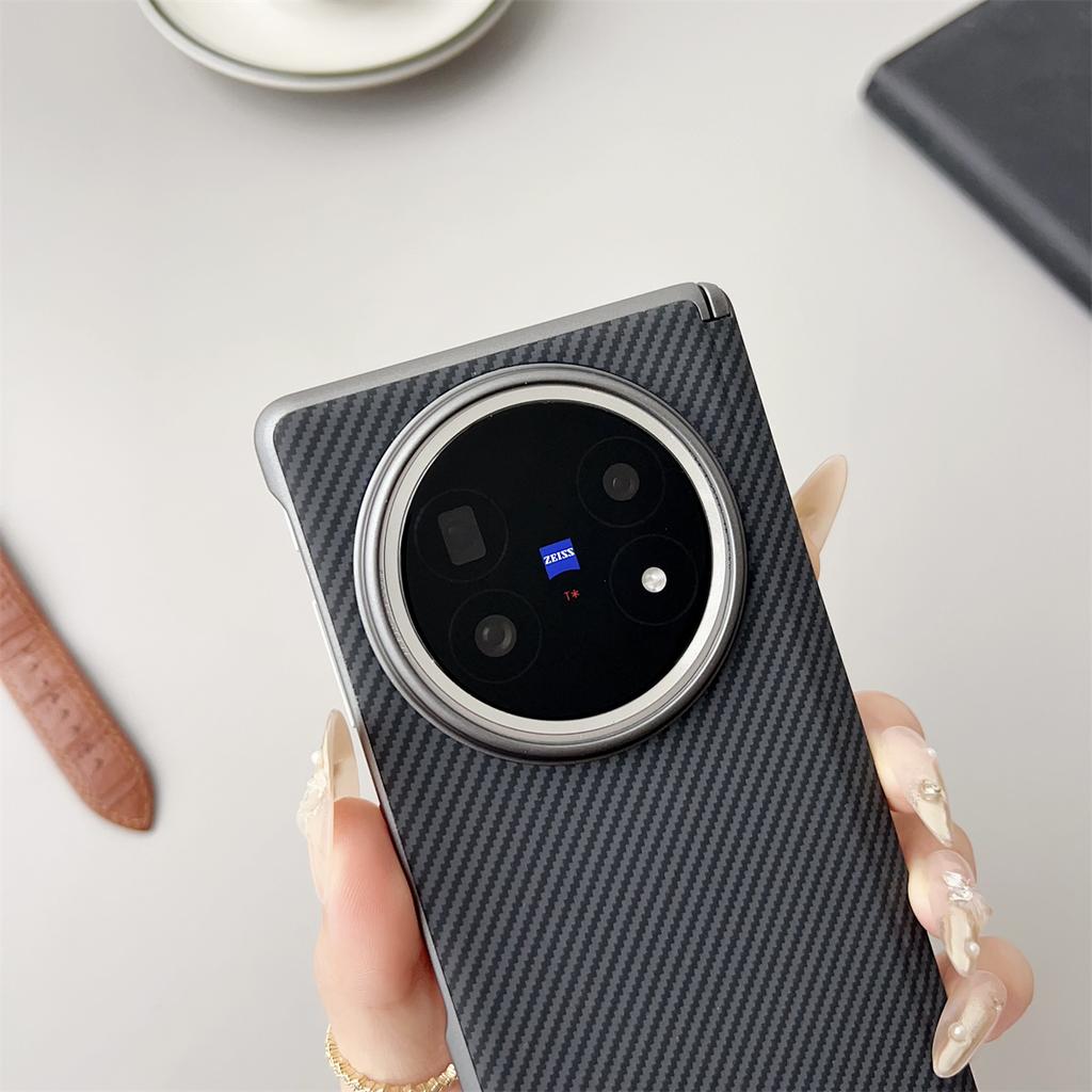 For VIVO X Fold 5 Case Luxury Hard PU carbon fibre Middle hinge Protective Back Cover Cases For VIVO X Fold5 Phone Shell