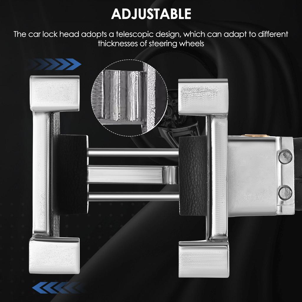 Lenkradschloss mit Alarm 120dB, Lenkradsperre Radsperre Crook-Schlösser für Autos, Autoschloss Diebstahlsicherung Hochleistungs