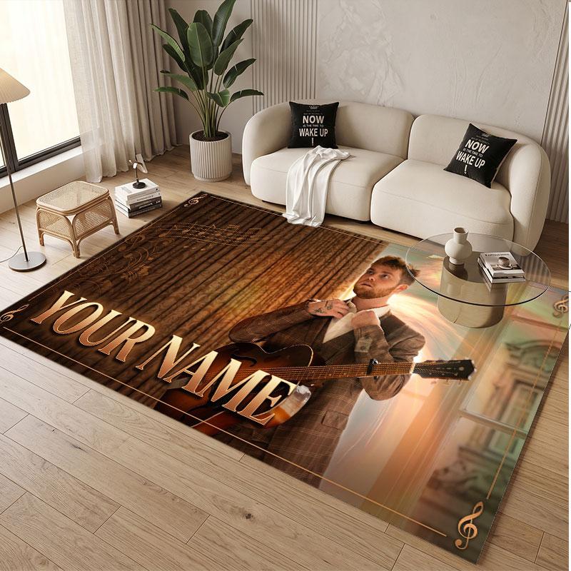 Custom Name Crystal Velvet Rug,Alex Warren Comfortable Anti Slip Floor Mat For Room Decoration